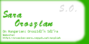 sara oroszlan business card